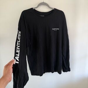 TALENTLESS Black Long Sleeve Tee with White Logo XL